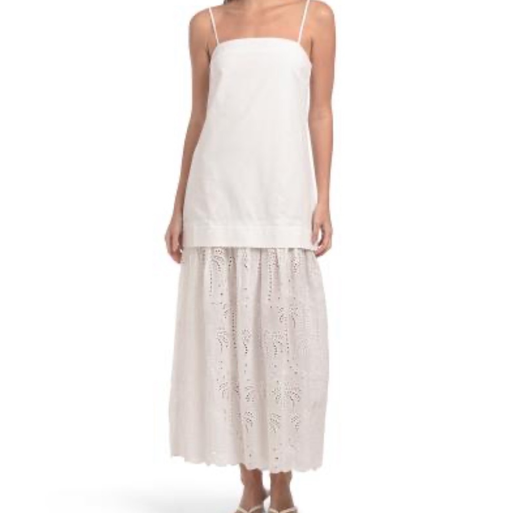 Mon Renn White Eyelet Maxi Dress